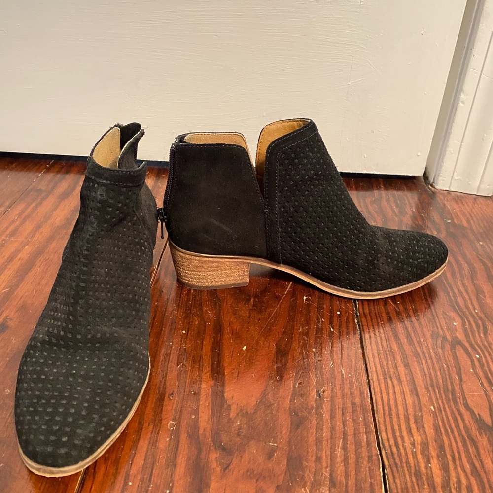 Susina Perforated Black Suede Ankle Boots size 6